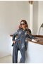 Women's Front Beaded Embroidered Denim Oversize Shirt - 5