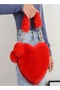 Girls Heart Shaped Fluffy Faux Fur Handbag for Women Soft Small Shoulder Bag Clutch Purse - 2
