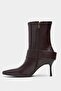 Rimar Brown Matte Buckle Detailed Pointed Toe Thin Heeled Boots - 5