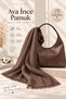 Modakaşmir Aya Thin Cotton Shawl & Women's Shoulder Bag 2-Piece Combination – 5 Color Options