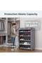 Large Shoe Storage Organizer Cabinet with Dustproof Fabric Cover, Gray - 5