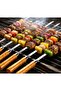 10-Piece Stainless Steel BBQ Skewers with Wooden Handles, Reusable Kebab & Grill Set - 4