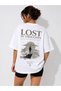 Woman White 🤍   Lost in Thoughts Printed T-Shirt - Crew Neck - 2