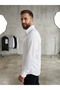 Men's Slim Fit Lettered Long Sleeve 100% Cotton Satin Shirt - 2