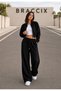 Women's 3-Piece High-Waisted Wide-Leg Sweatpants (Black-Grey-Navy Blue) - 6