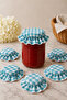 6-Piece Gingham Elastic Jar Lid Cover and Ornament 15X15 cm Jam Pickle Canning Jar Cover - 2