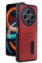Xiaomi Redmi 14C Compatible Case Sara Leather Case with Business Card Holder - Red