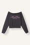 Cropped Fit Boat Neck Printed Sweatshirt I6138Ax26Au