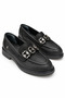 Women's Genuine Leather Black Orthopedic Loafer Shoes Vs2550402