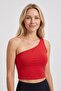 Women's Red One Shoulder Crop