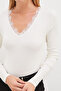 Lace V-Neck Long Sleeve Snap-On Bodysuit - 5