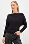 Bat Sleeve Boat Neck Gathered Modal Blouse - 5