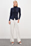 Pleated Front Stand Collar Shirt with Draped Sides - 3
