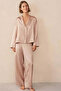 Pure Silk Polka Dot Off-Shoulder Women's Pajama Set - Pink, XL