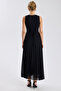 Stone Belted Pleated Georgette Maxi Dress - 5