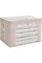 66L Foldable Clothes Storage Box, Stackable Metal Frame Garment Storage Box, Oxford Fabri
