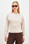Basic Boat Neck Bat Sleeve Modal Blouse - 4