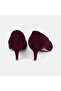 Women's Burgundy Pointed Toe Suede Thin Heeled Shoes - 5
