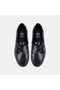 Women's Black Leather Boat Shoes with Lace Detail - 6