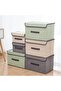 Small Storage Bins, 2Pcs Grey Foldable Fabric Storage Box with Lids, Collapsible Home Storage - 5