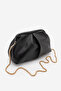 Women's Chain Strap Drawstring Detailed Soft Textured Clutch & Portfolio Hand and Shoulder Bag Urnasi Black