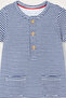 Organic Cotton Striped Short Sleeve Baby Romper - Navy Blue, 6 - 9 Months - 2