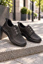 Women's Genuine Leather Black Orthopedic Casual Shoes Vs 1953846 - 5