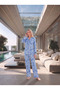 Patterned Woven Fabric Shirt Pajama Set