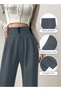Women’s Wide Leg Trousers Pants High Waisted Two Button Design Business Work Office Casual Straight
