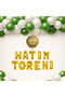 Kuran Hatim Merasimi Themed Hatim Ceremony Gold Foil Letter Green and White Balloon Hatim Program Decoration