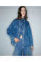 Yakası bağlamalı denim gömlek ceket - 5