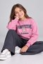 Girl's Sweatshirt with Dog and Paw Print on the Chest and Elastic Waist, Elastic Black Tracksuit Set - 3