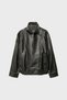 Oversize suni deri biker ceket - 6