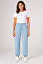 Relaxed Fit Double Pocket Jogger Draped Elastic Leg Baby Blue Women's Sweatpants - 7