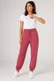 Relaxed Fit Double Pocket Jogger Draped Elastic Leg Pink Women's Sweatpants - 3