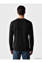 Black Crew Neck Long Sleeve Combed Cotton Men's T-Shirt - 4