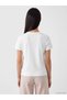White Crew Neck Beaded Embroidered Blouse - 4