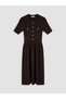 Brown Knitwear Dress with Waistband - 5
