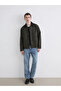 Khaki Loose Fit Shirt Collar Men's Jacket - 2