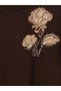 Brown Sequin and Bead Embroidery Women's T-Shirt - 3