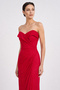 Women's Strapless Draped Detailed Evening Dress 8577 Red - 2