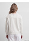 Ecru Sailor Collar Women's Sweatshirt with Tie at the Waist - 4