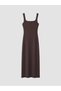 Brown Square Neck Gathered Bodycon Dress - 6