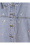 Flower Embroidered Girl's Jean Jacket - 2