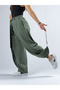 Green Women's Trousers with Adjustable Cuffs and Belt Coc3364 - 3