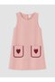 Pink Embroidered Girls' Salopet Dress Set - 2