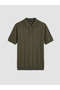 Khaki Polo Collar Soft Touch Men's Knitwear T-Shirt - 5
