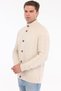 Beige Men's 80% Wool 20% Acrylic Hair Knit Patterned Buttoned Stand Collar Knitwear Cardigan Trist-5371 - 2