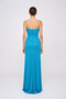Women's Strapless Draped Detailed Evening Dress 8577 Petrol - 4