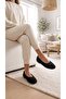 Women's Black Sherpa Furry Bowknot Casual Ballerinas 1 cm Byndsharp01 - 6